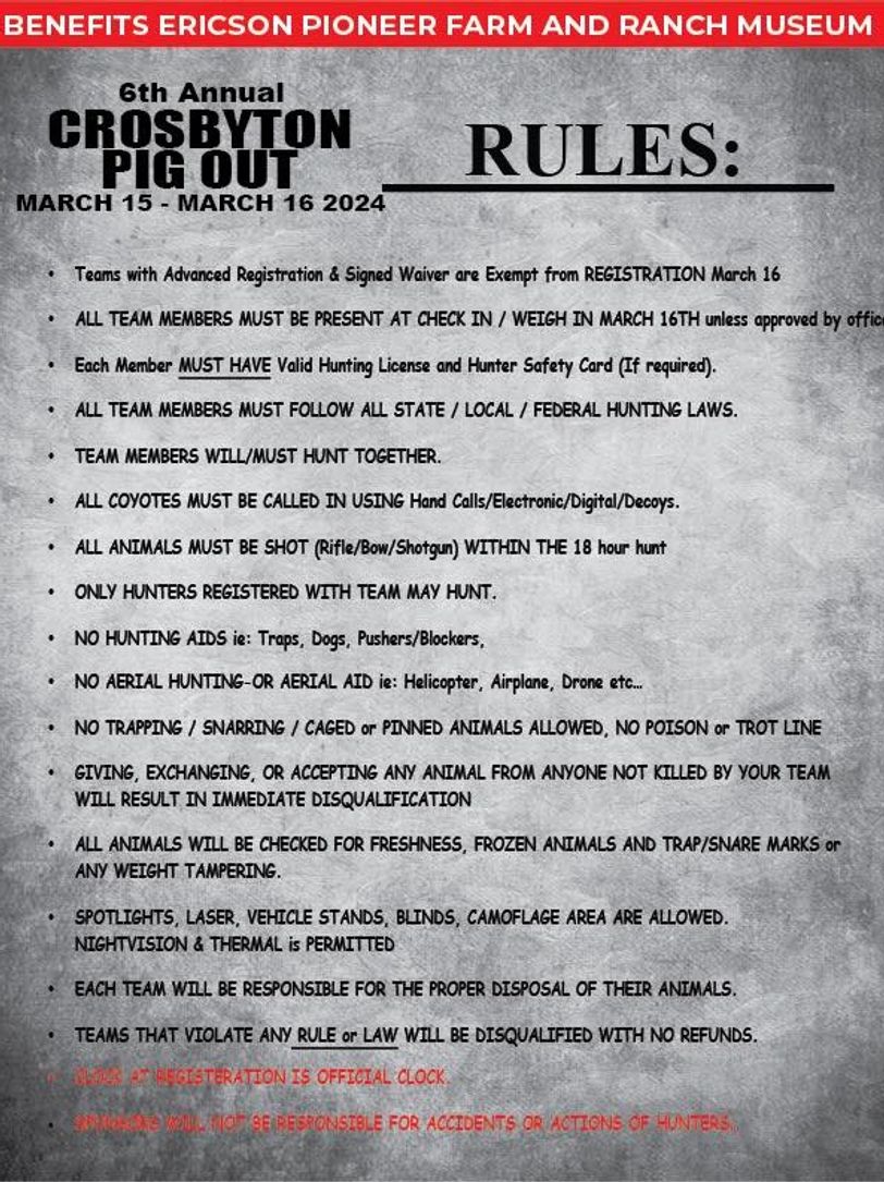Hog Hunt Rules & Waiver